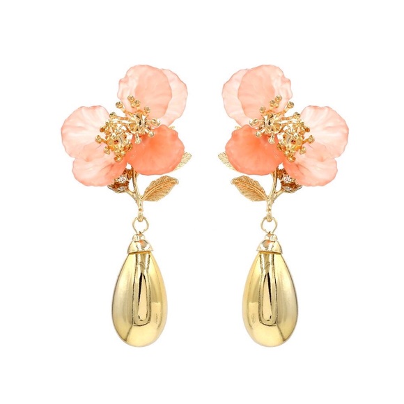Zara Jewelry - NWOT Zara Pink Floral Drop Earrings